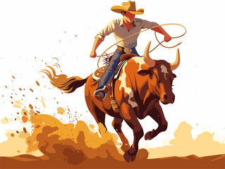  Animated Rodeo Arena: Cowboys Showcase Their Skills in Bull Riding, Barrel Racing, and Lasso Throwing