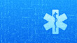 Emergency medical services icon on blue medical background made with cross shape symbol. Emergency call. Online medical support. Medicine and healthcare application. Vector illustration.