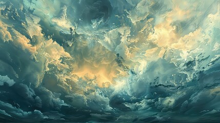 Wall Mural - A stormy sky with turbulent clouds swirling overhead, reflecting the inner turmoil and chaos of the mind.