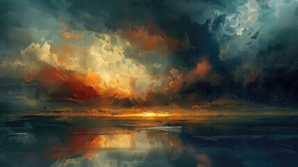 Wall Mural - A storm brewing on the horizon, reflecting the tumultuous emotions within.