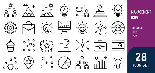 Wall Mural - Management Line Editable Icons set. Vector illustration in modern thin line style of business icons functions, principles, goals, and more. Pictograms and infographics for mobile apps