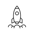 Product release icon. Simple outline style. Launch, rocket, begin, campaign, new, startup, start, fast, project, business concept. Thin line symbol. Vector illustration isolated.