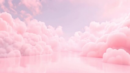 Wall Mural - Pink magenta fantastic 3d clouds on the floor, sky and landscape. Gentle colors and with bright lights.	
