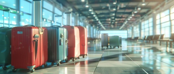 Wall Mural - Airport luggage. Travel concept. 3D rendering