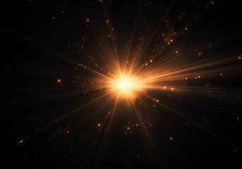 Wall Mural - Powerful explosion of light particles on dark background. Science concept