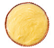 Fresh homemade shortcrust pastry lemon pie. Top view isolated on white background.