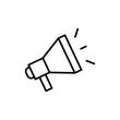 Advertisement megaphone speaker icon. Simple outline style. Attention, horn, loudspeaker, voice, announcement, advertising concept. Thin line symbol. Vector illustration isolated.