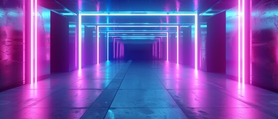 Poster - An abstract neon light background rendered in 3D