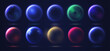 Set of futuristic round volumetric spheres. Vector illustration.