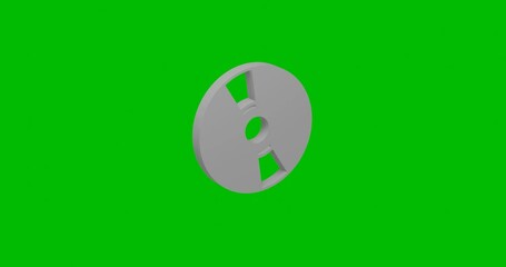 Poster - Animation of rotation of a white cd symbol with shadow. Simple and complex rotation. Seamless looped 4k animation on green chroma key background