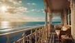 victorian theme private luxury balcony with view of the beach from Generative AI