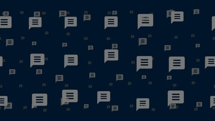 Poster - Chat symbols float horizontally from left to right. Parallax fly effect. Floating symbols are located randomly. Seamless looped 4k animation on dark blue background