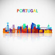 Portugal skyline silhouette in colorful geometric style. Symbol for your design. Vector illustration.