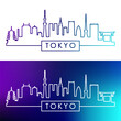 Tokyo skyline. Colorful linear style. Single line. Editable vector file.