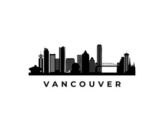 Wall Mural - Vector Vancouver skyline. Travel Vancouver famous landmarks. Business and tourism concept for presentation, banner, web site.