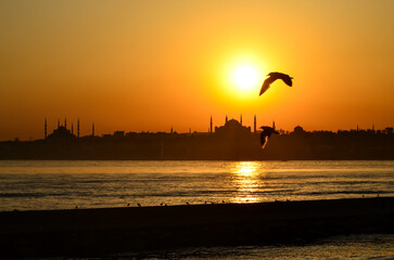 Wall Mural - sunset over the bosphorus, istanbul