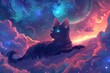 Space Cat Adventure: Kawaii Astronaut Exploring Outer Space