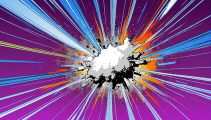 Wall Mural - silver theme explosion retro pop art anime cartoon style background from Generative AI