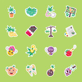 Fototapeta Pokój dzieciecy - Bundle of Marijuana Addictions Flat Stickers 

