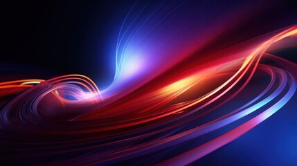Wall Mural - A Mesmerizing 3D Abstract colourful black background line curve wave spiral