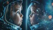 Weltraumträume: Ein Kind blickt in die Zukunft