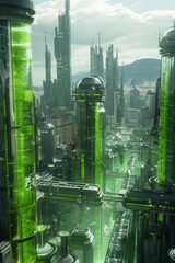 Poster - Futuristic CityscapeHigh-Tech Buildings and Urban Infrastructure