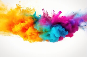 Wall Mural - abstract powder splatted background. colorful powder explosion on white background
