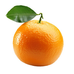 Wall Mural - Fresh Orange fruit with leaf in close up isolated on white 