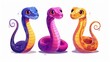 An adorable and funny cartoon snake character. A happy snake, cobra and viper reptile. Tropical zoo animal baby kid image design.