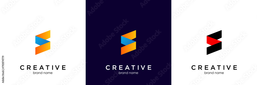 Flat & Minimal Initial S Letter Logo With Premium Business Card Design ...