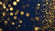 'Christmas golden foil navy blue blue. bokeh gold background holiday particles light appearance. particle confetti backdrop. Abstract shed dark idea. star space cosmic elegant f'