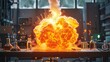 Chemical Lab Explosion, Create a dramatic scene of a lab accident