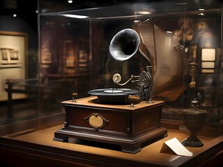 old gramophone on a white background