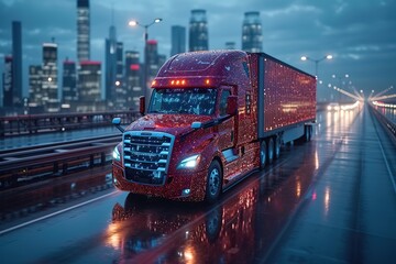 Truck Driver's Fleet Cybersecurity Measures Visuals representing cybersecurity measures protecting trucking fleet data