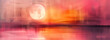Mystical Full Moon Over Water - Abstract Red Hues Motion Blur for Atmospheric Wall Art and Creative Backgrounds
