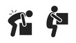 © AndiPoe - Bundle set of pictogram right and wrong way to lift heavy box, for backpain safety sign