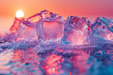 Poster - An image of ice melting in salt, visualized through thermal imaging to show the absorption of heat,