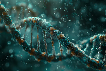 Aufkleber - A scene showing the intricate movements of DNA polymerase as it travels along a DNA strand, adding n