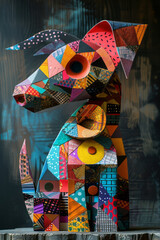 Aufkleber - A scene illustrating a childrenâ€™s educational book page, featuring collages of animal shapes made