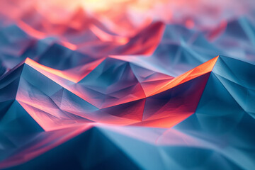 Poster - A scene showing a digital wallpaper design with waves of asymmetrical triangles that seem to ripple