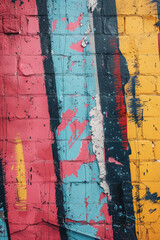 Poster - A photograph of a graffiti art piece on an urban wall, with sprawling, skewed lines that give a sens