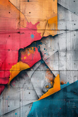 Poster - A photograph of a graffiti art piece on an urban wall, with sprawling, skewed lines that give a sens