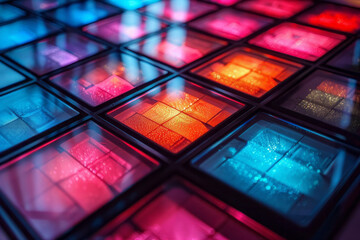 Poster - An image of a digital interface for a music app where each genre is represented by a different vibra