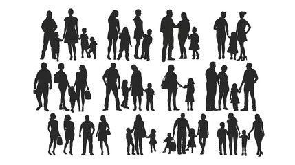 Wall Mural - Set of families silouhettes