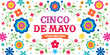 Cinco de Mayo banner background printable with 
Cinco de Mayo text, vector, logo, frame, pattern, 
template for fiesta, party, poster, flyer, card, May 5, 
federal holiday in Mexico, isolated on white
