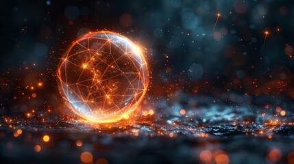 Aufkleber - A concept of quantum computing, depicted as an image of a futuristic sphere with an element of technology