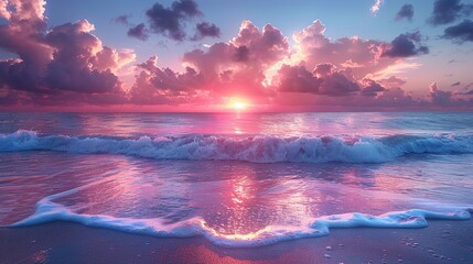 Blue Sea And Pink Sky Beauty Of The Nature