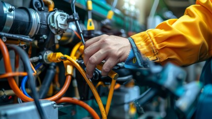 Leinwandbilder - Maintaining and repairing machines through hand-to-hand contact...