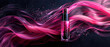 perfume bottle with dynamic  vivid pink satin fabric waves