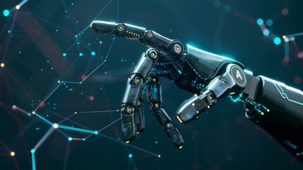 Aufkleber - Artificial intelligence concept with a robot hand and symbol AI with a futuristic element